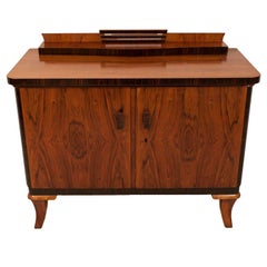 Walnut French Art Deco 2 door cabinet with zigurat backsplash