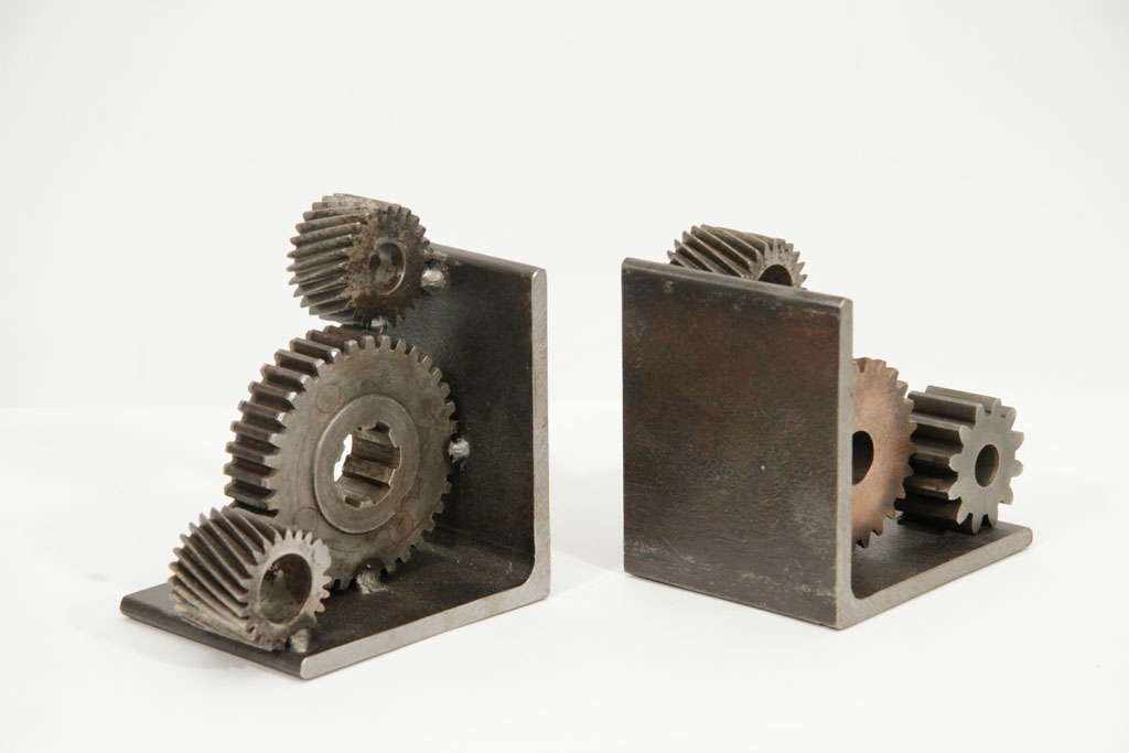 American Pair of Industrial Gear Bookends