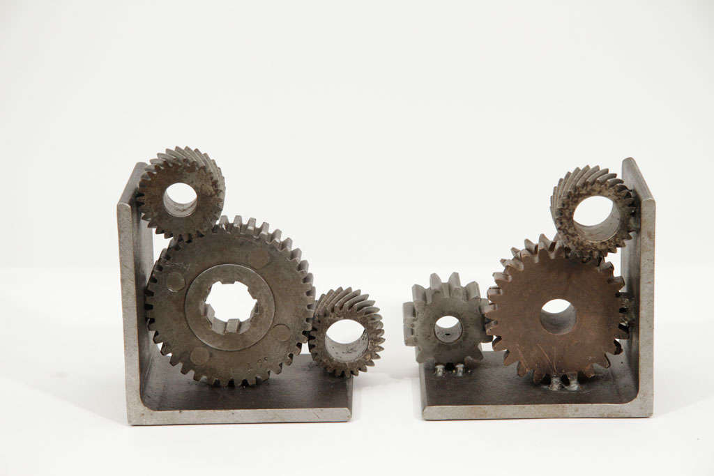 20th Century Pair of Industrial Gear Bookends