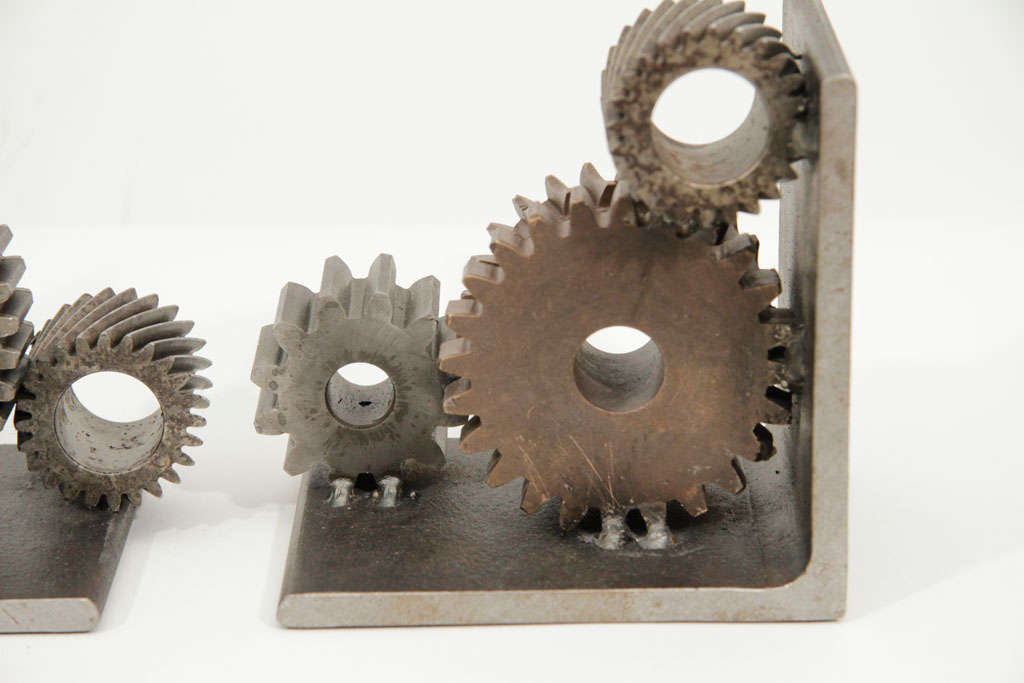 Steel Pair of Industrial Gear Bookends