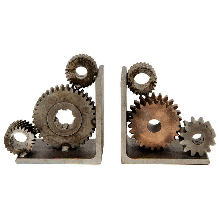 Pair of Industrial Gear Bookends