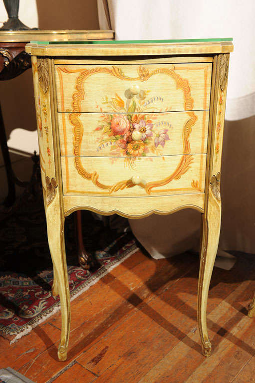 Mid-20th Century Very Nice Pair of Decorated and Painted Mahogany Nightstands