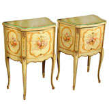 Very Nice Pair of Decorated and Painted Mahogany Nightstands