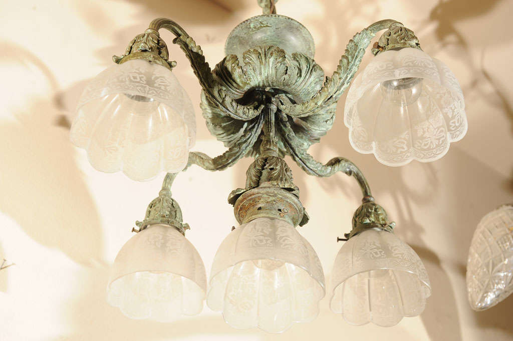 Pair of Late Victorian Five Arm Chandeliers 1