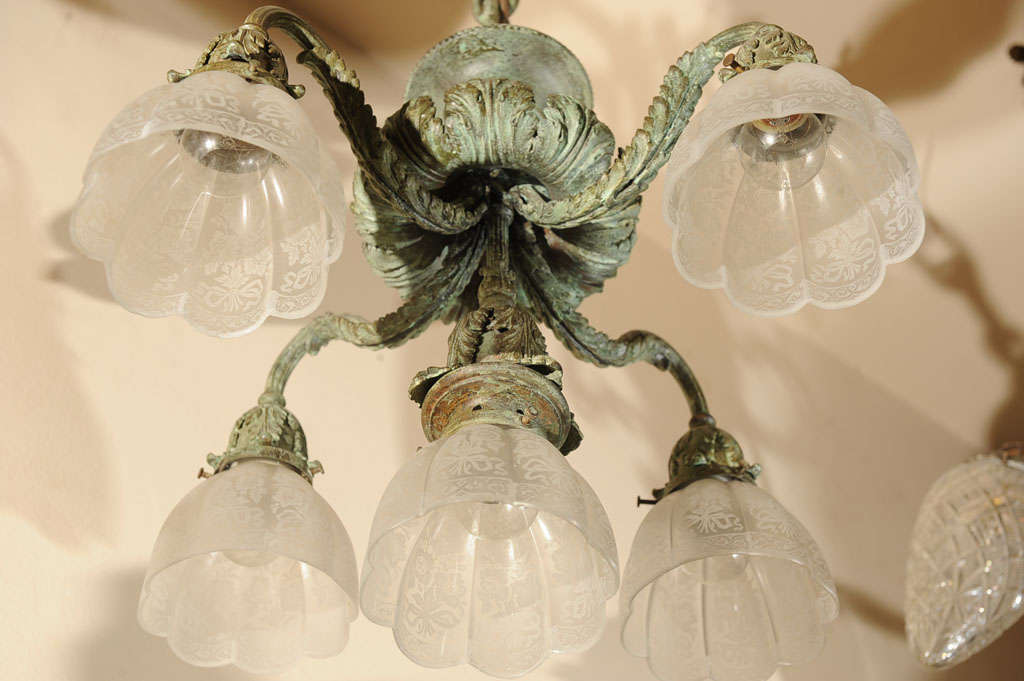 Pair of Late Victorian Five Arm Chandeliers 2