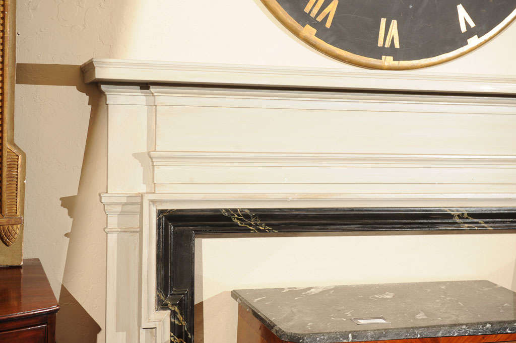 Wood American Painted and Faux-Marble Fireplace Surround