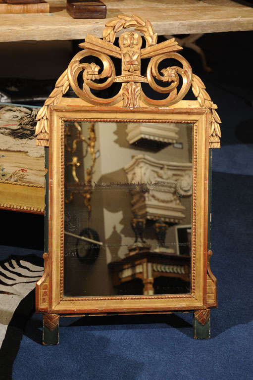 19th C. Neoclassical Style Polychromed, Parcel Gilt Mirror