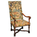 Louis XIII Style Oak and Needlepoint Fauteuil a la Reine