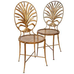 Pair of Wheat Sheaf Gilt Metal Chairs