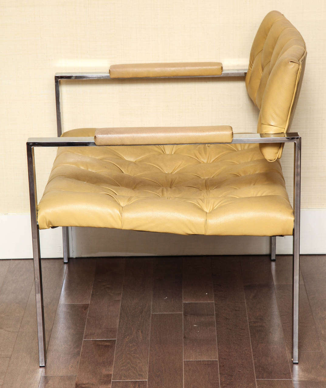 Tufted Chrome Lounge Chairs by Milo Baughman for Thayer Coggin, Circa 1968 1