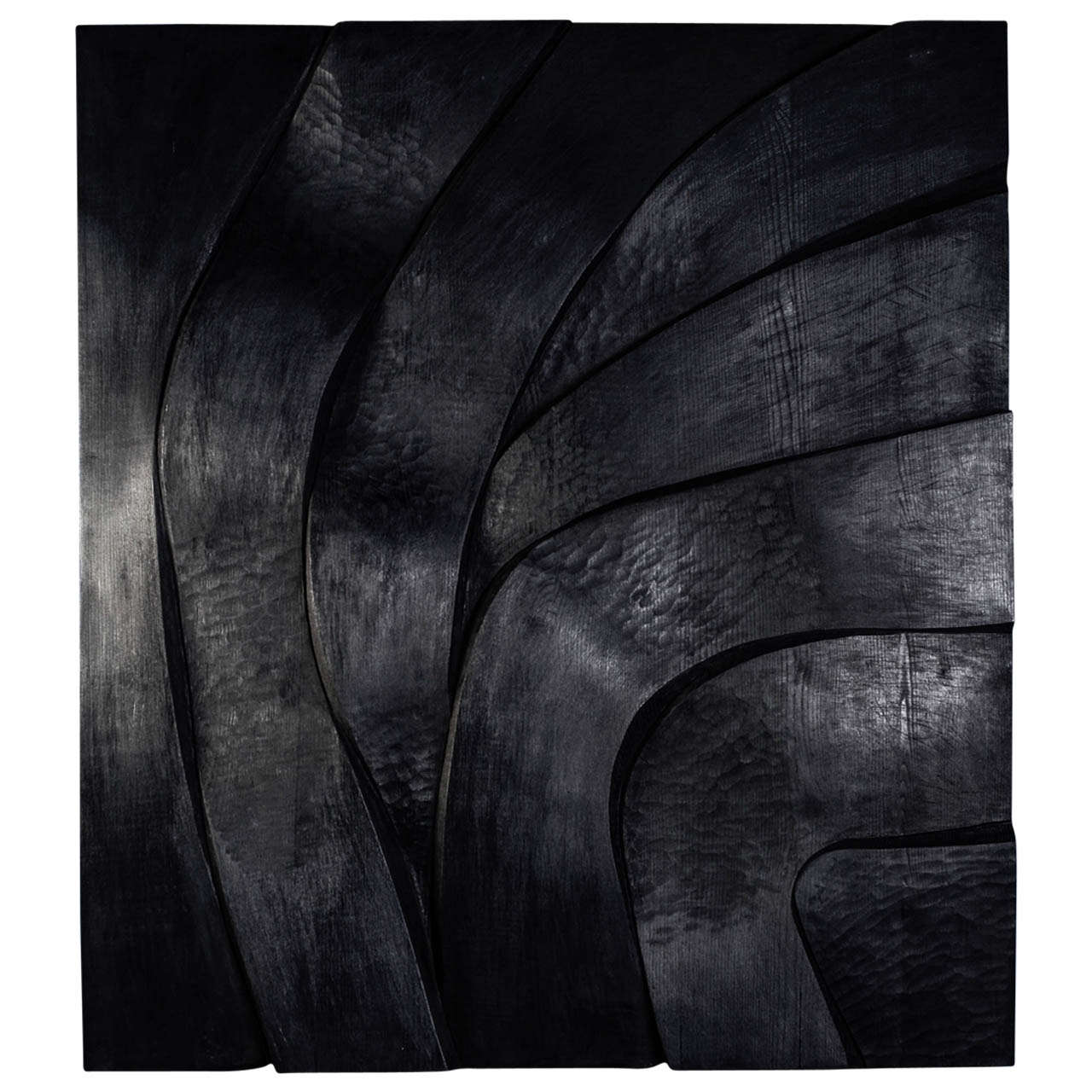 Black Wood Wall Sculpture by Bertrand Créac'h