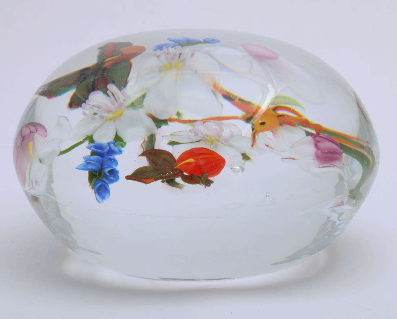 Glass A Unique Paul Stankard Orchid Bouquet Paperweight For Sale