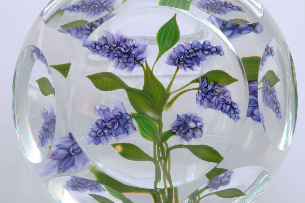 American A Beautiful Paul Stankard Faceted Lilacs Paperweight For Sale