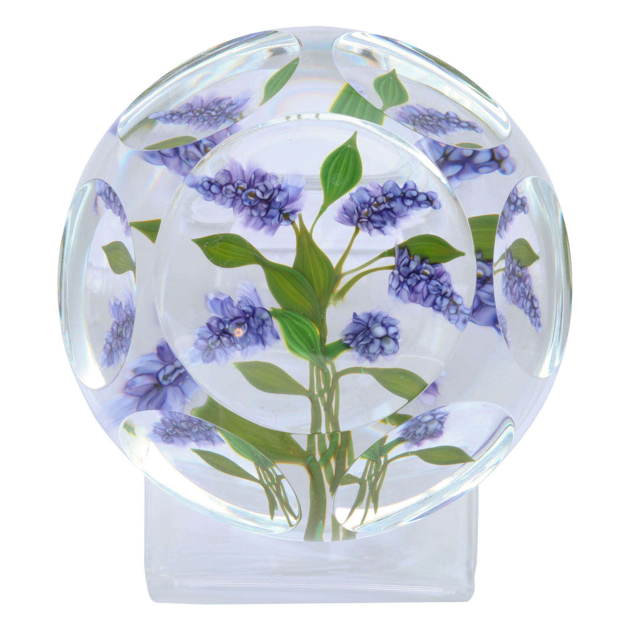 A Beautiful Paul Stankard Faceted Lilacs Paperweight For Sale