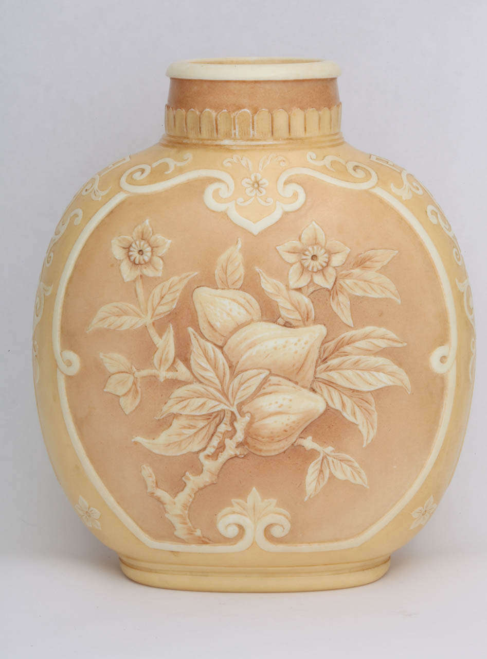 A Rare Signed Thomas Webb & Sons " Ivory"  Cameo Glass Vase