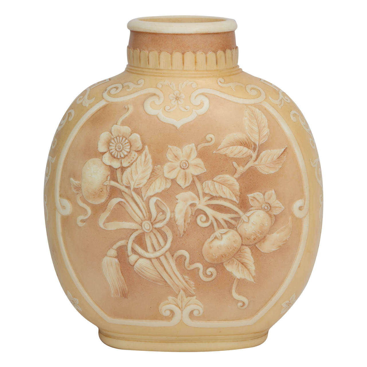 A Rare Signed Thomas Webb & Sons " Ivory"  Cameo Glass Vase For Sale