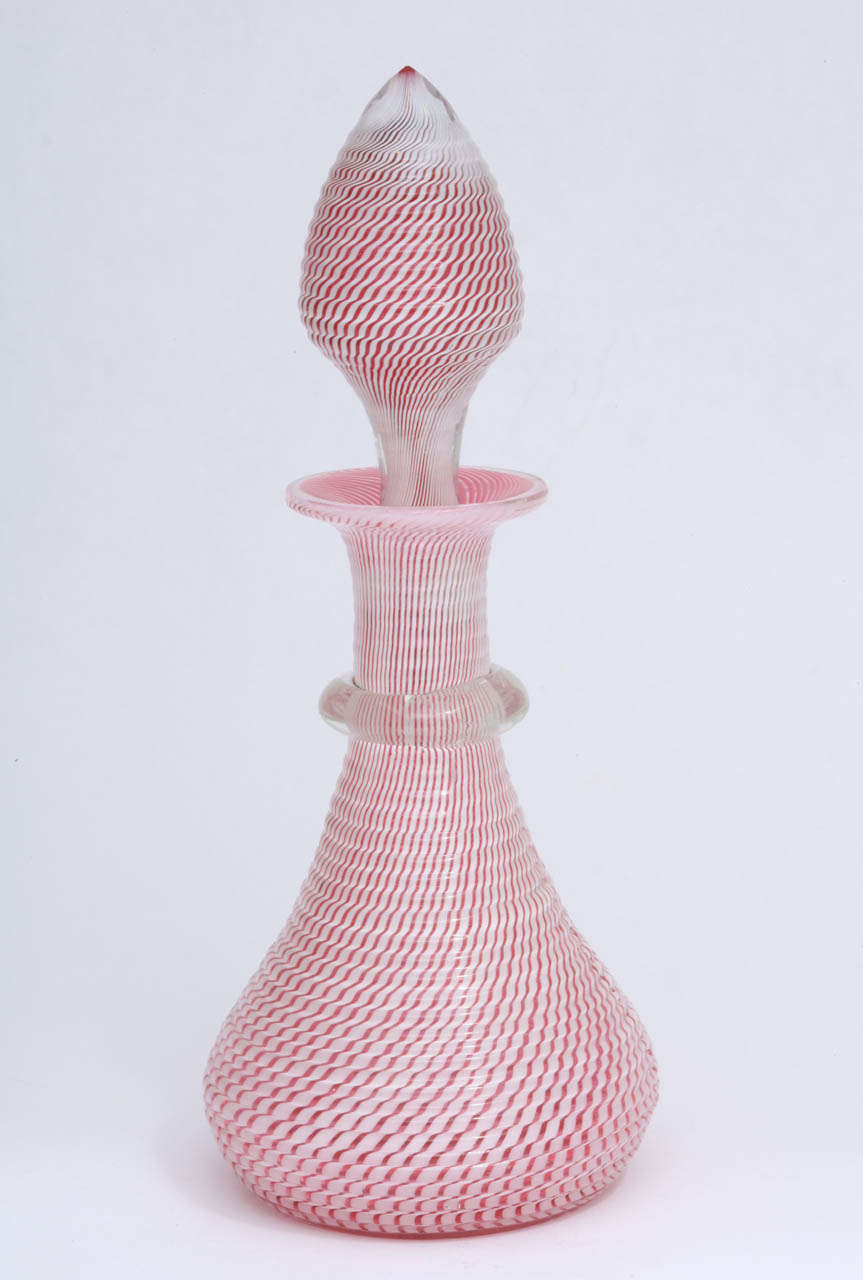 An Unmarked Saint Louis Pink And White Latticinio Scent Bottle