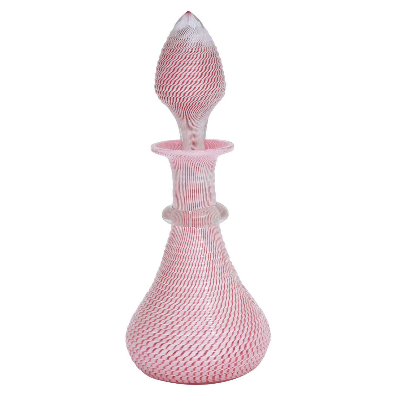 An Unmarked Saint Louis Pink And White Latticinio Scent Bottle