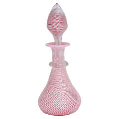 Antique An Unmarked Saint Louis Pink And White Latticinio Scent Bottle