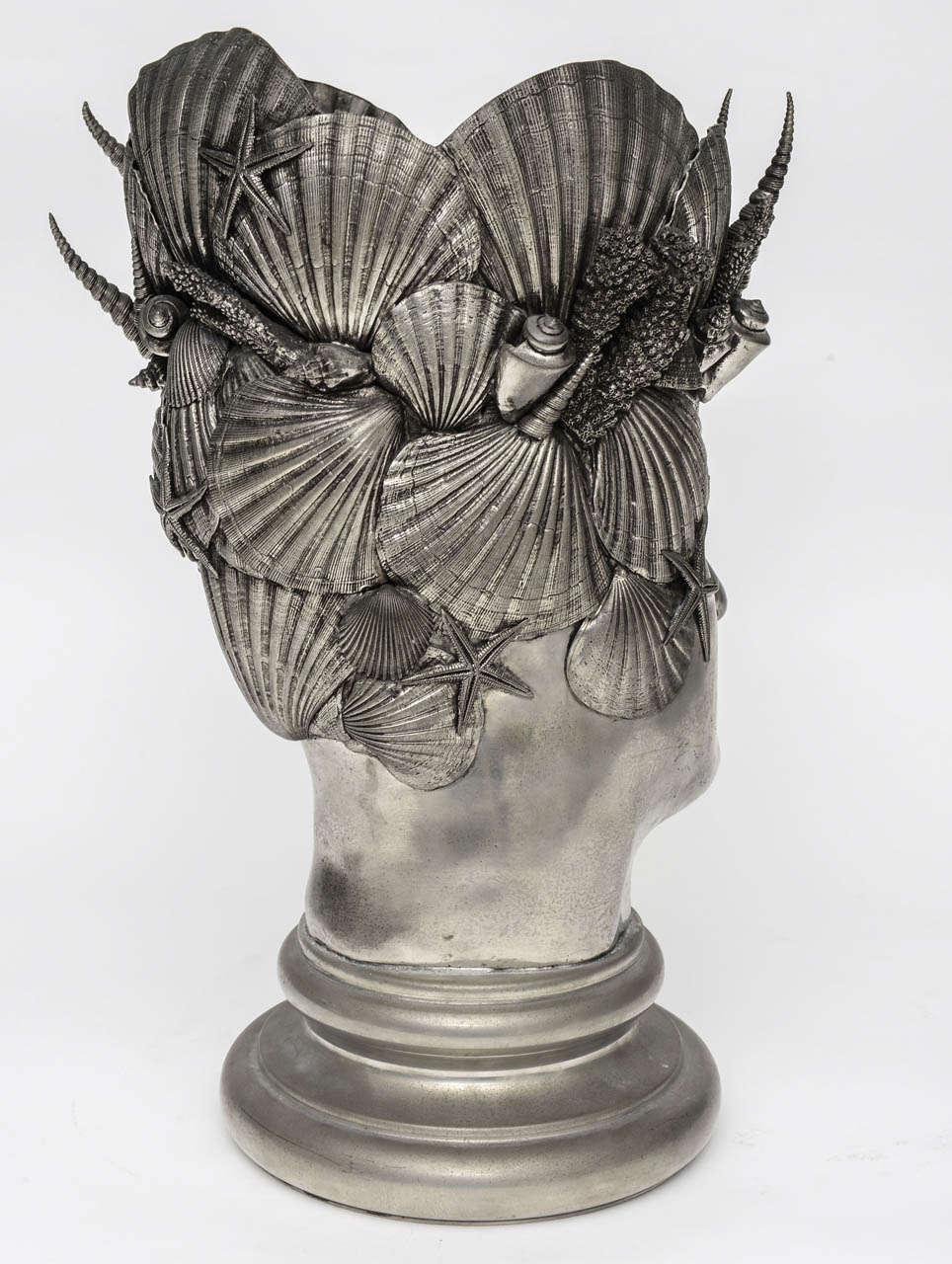 Pewter Champagne Cooler Shell Encrusted Head of Neptune 1