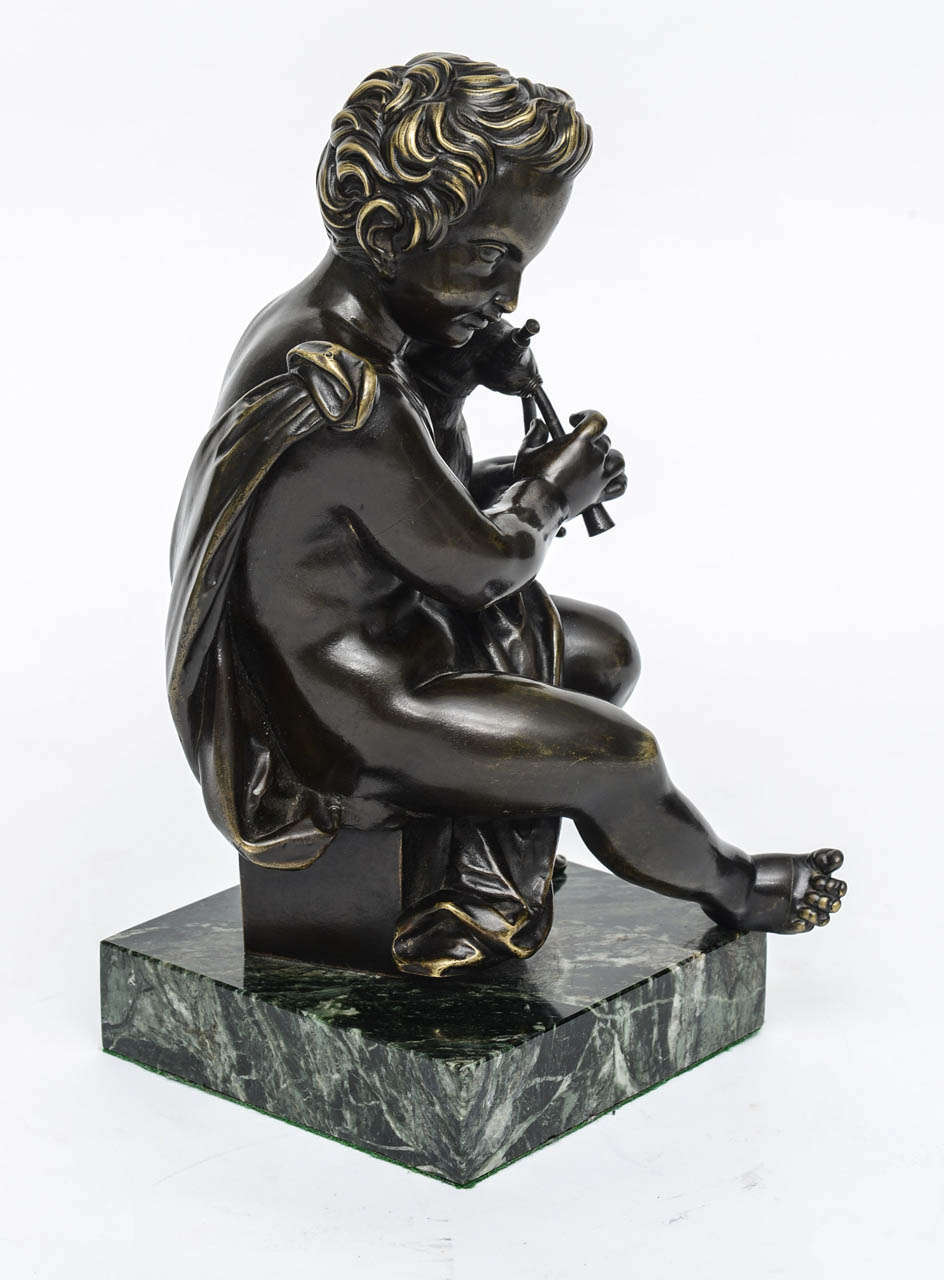 Bronze Figure of Young Boy Playing the Bagpipe, French, 19th Century In Excellent Condition For Sale In Miami Beach, FL