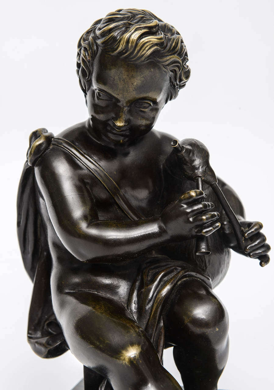 Bronze Figure of Young Boy Playing the Bagpipe, French, 19th Century For Sale 3