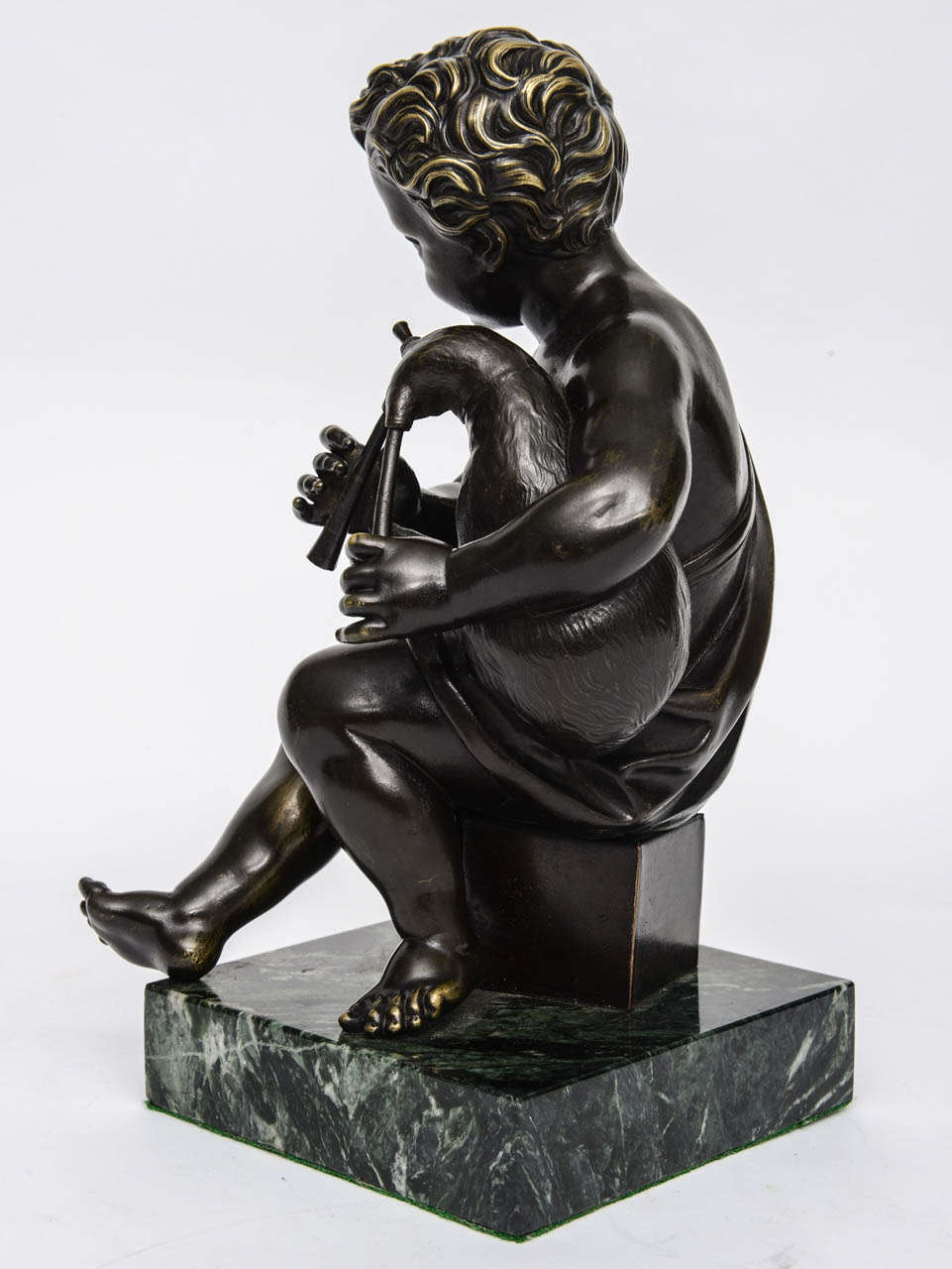 Bronze Figure of Young Boy Playing the Bagpipe, French, 19th Century For Sale 4