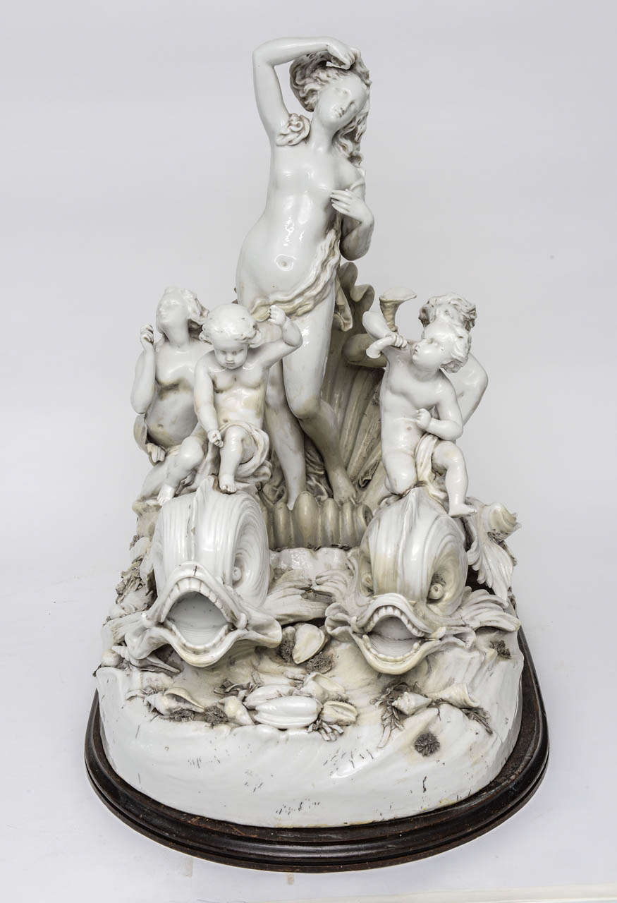 Monumental 19th Century Capodimonte Porcelain of Amphitrite on a Seashell Chariot 2