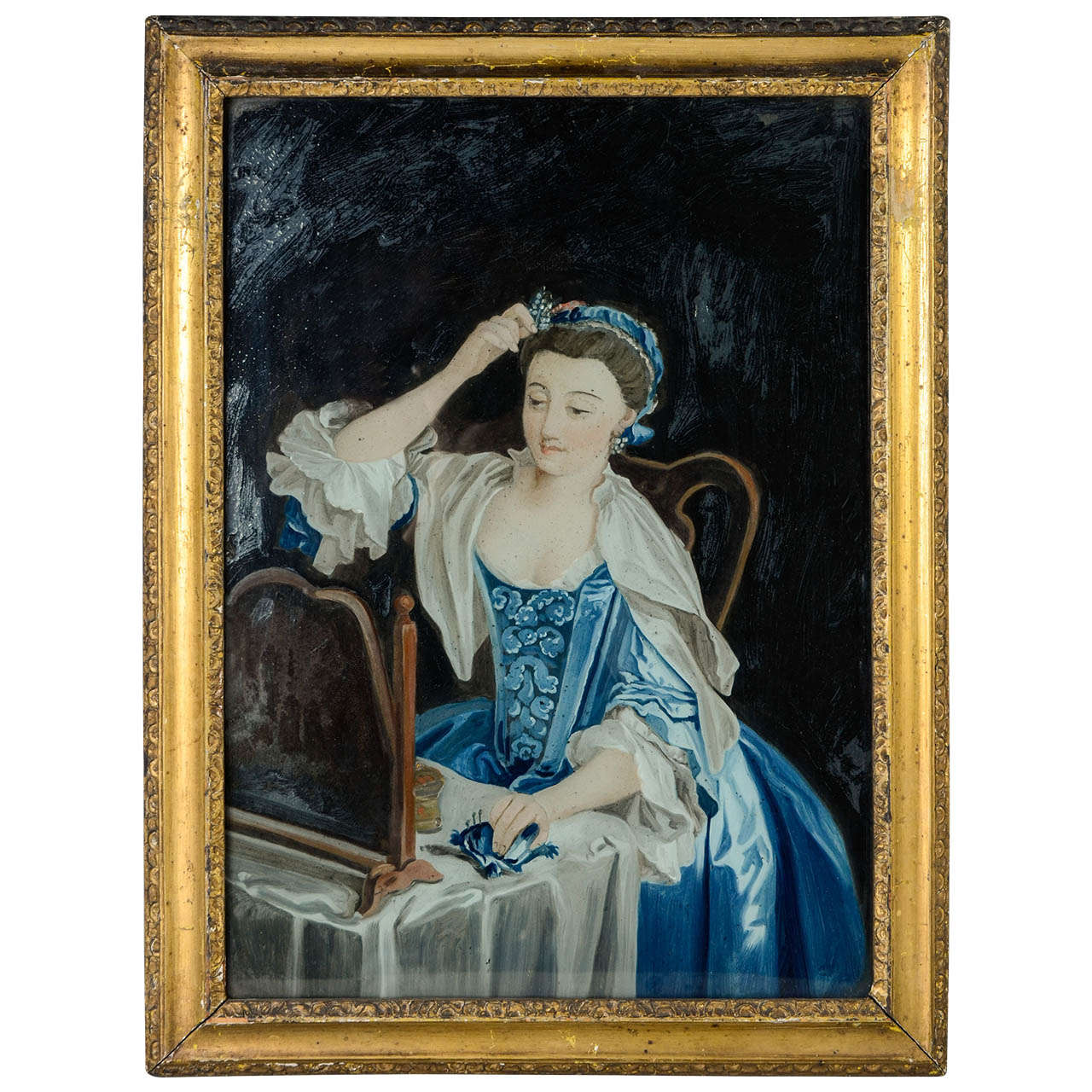 18th Century English Painting Under Glass For Sale