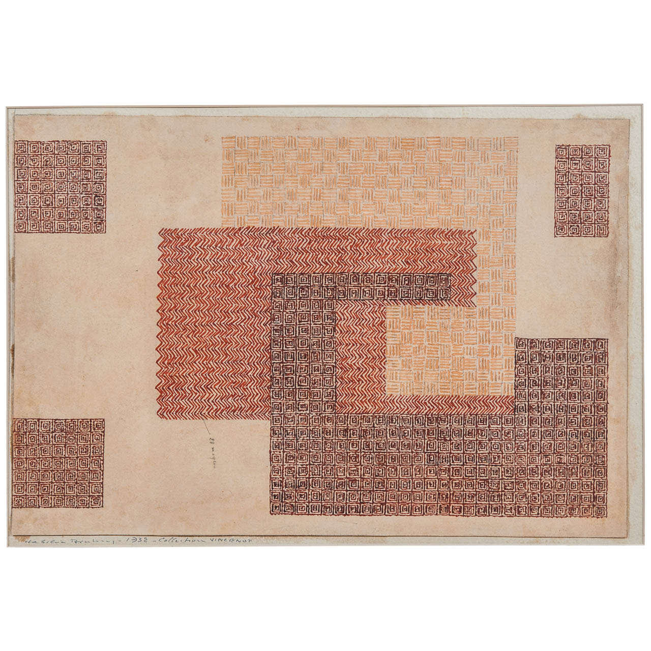 Da Silva Bruhns Cubist Carpet Design Study For Sale