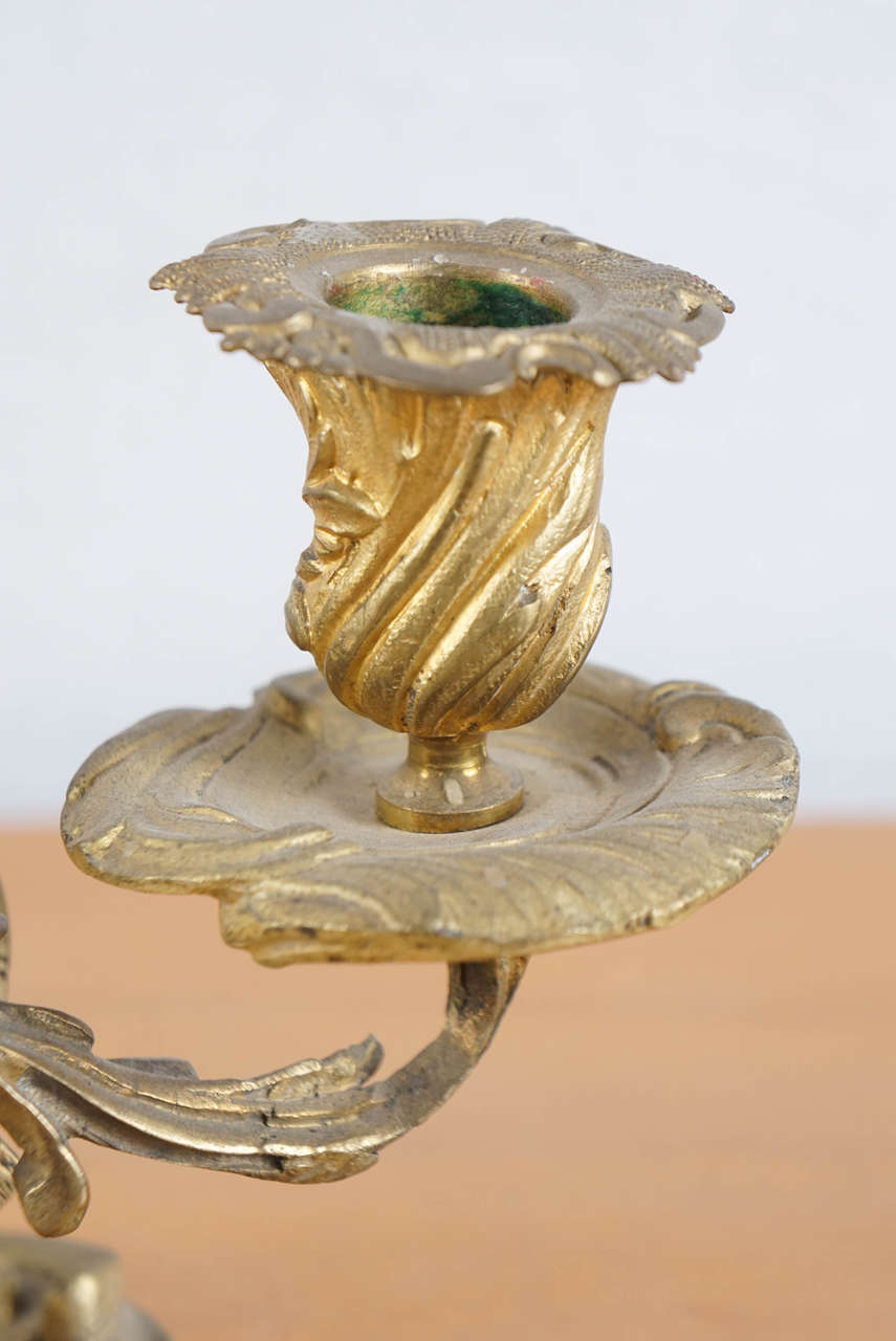 18th Century Pair of Louis XIV Gilt Bronze Candelabra For Sale