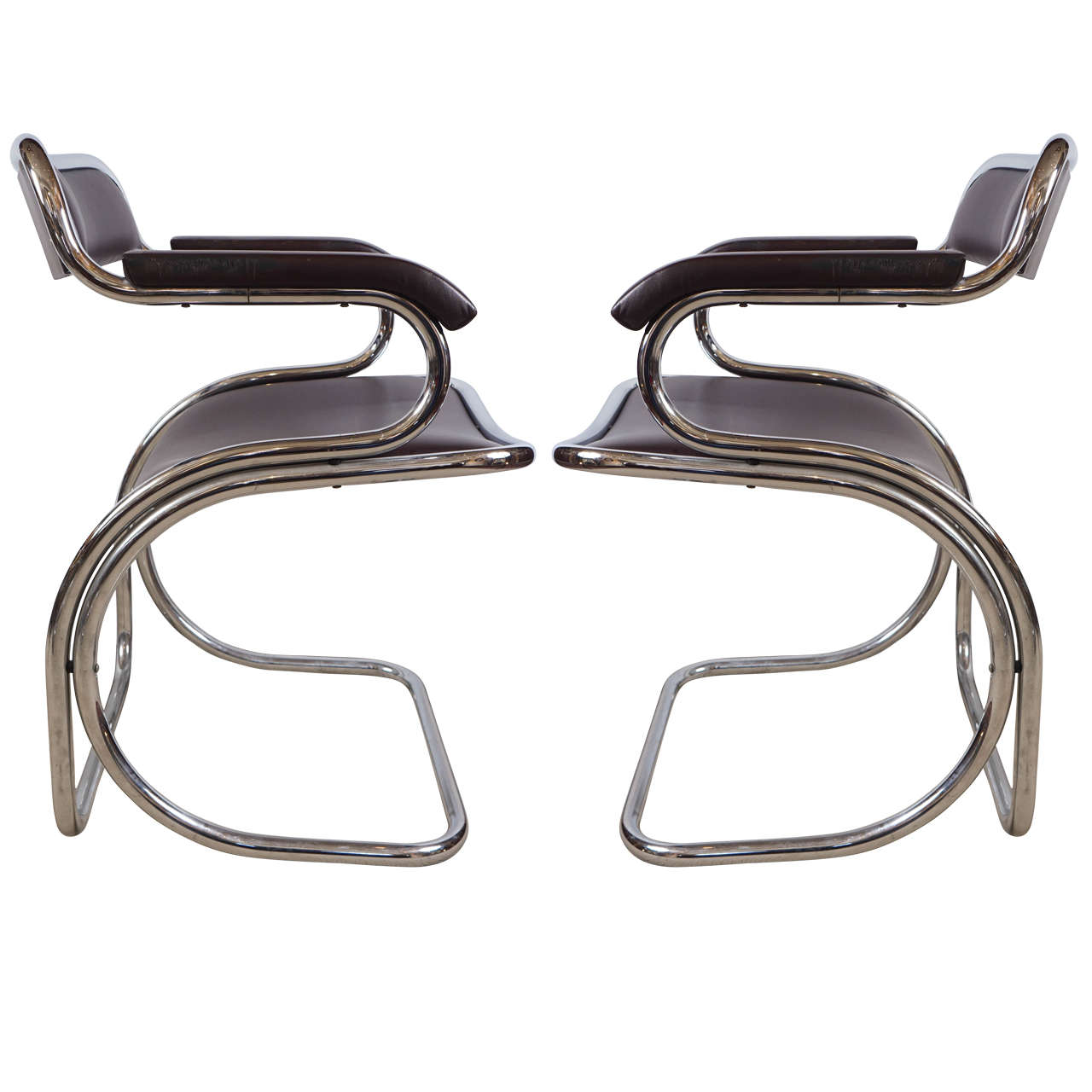 Pair of Mid-Century Cantilevered Chairs