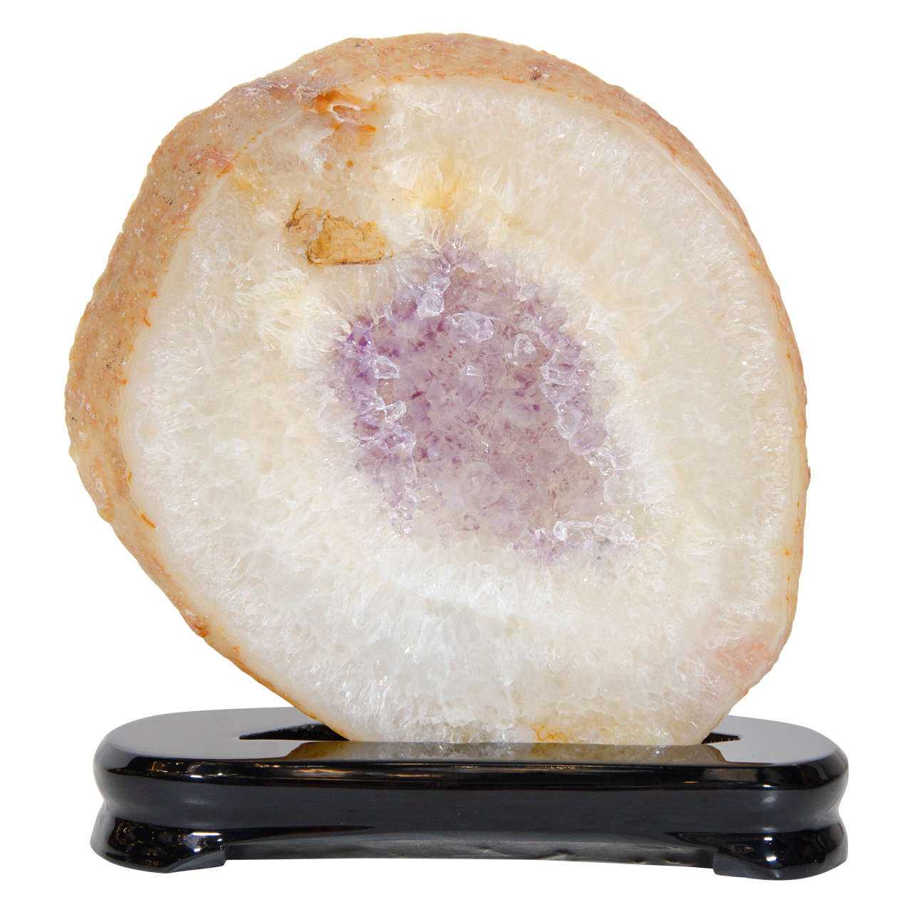 Gorgeous Sliced Rock Specimen with Amethyst Crystal Center