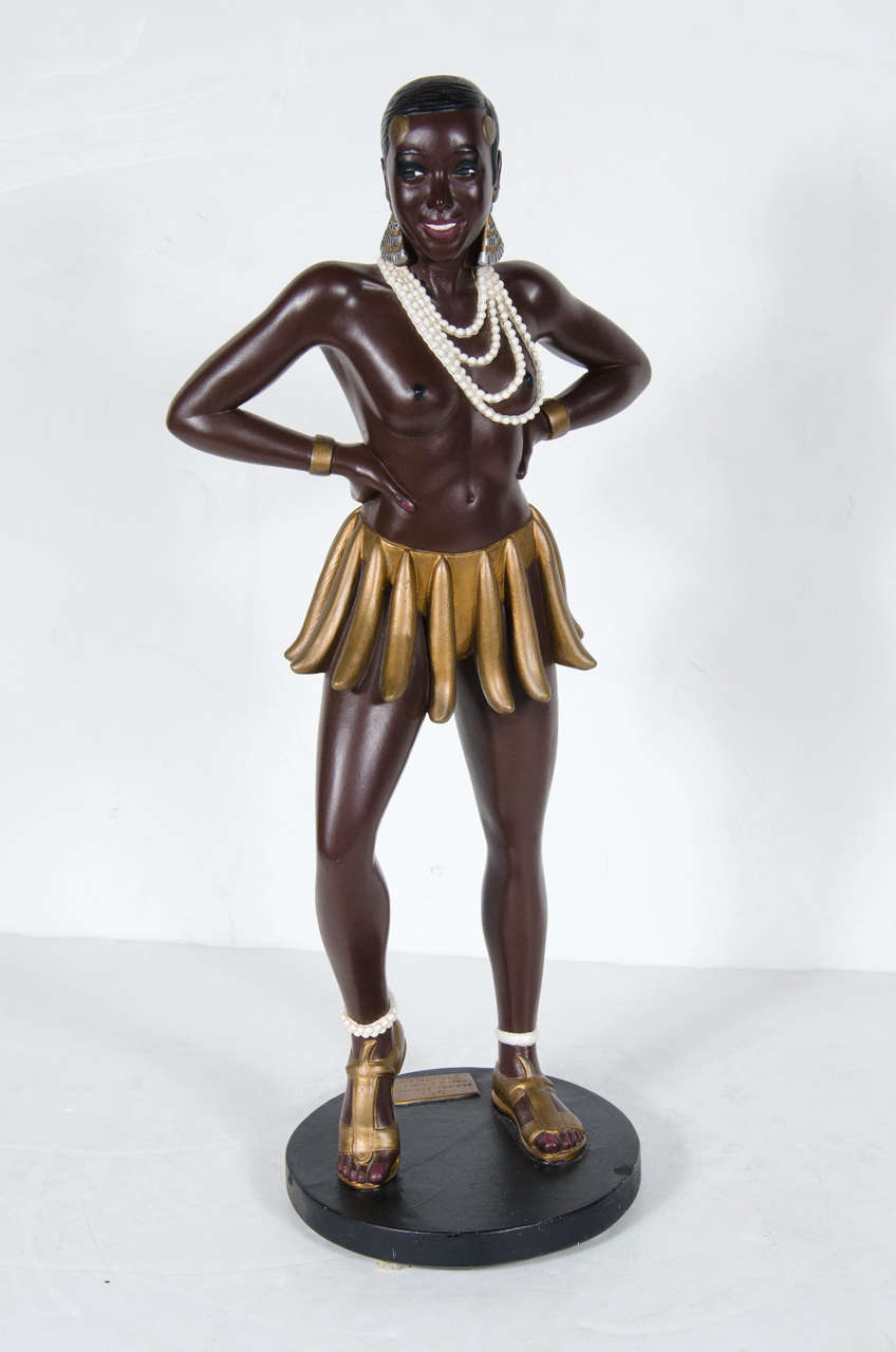 This is a very unique statue hand painted of Josephine Baker by Enesco, Appearence Paris Model Depose .It is signed and dated on the base as well.