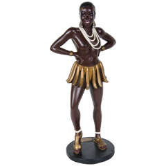 Vintage Hand Painted Ceramic Statue of Josephine Baker by Apparence paris Model Depose