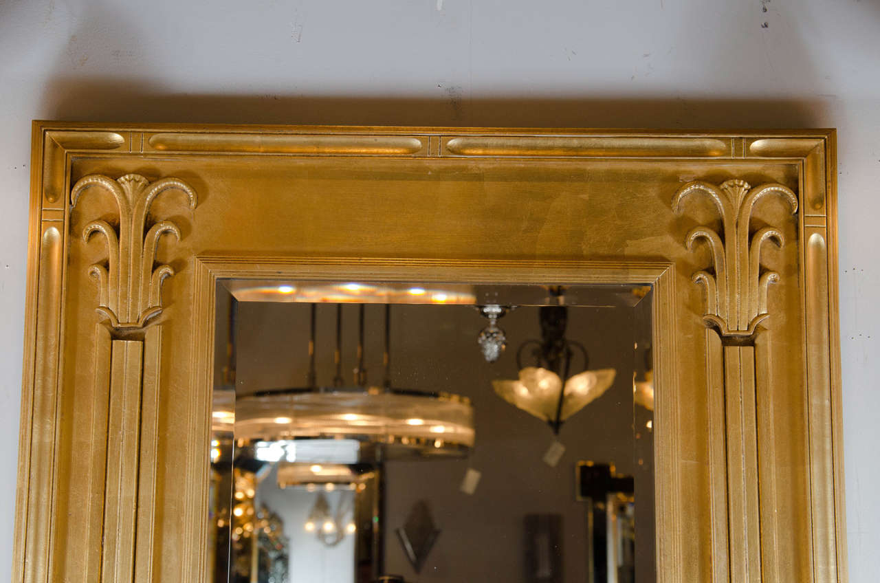 Superb Art Deco Gilt Mirror With Skyscraper Detailing In Excellent Condition In New York, NY