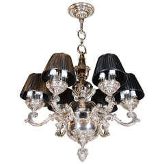 Antique Elegant Neoclassical Style Six-Arm Chandelier in Nickeled Bronze