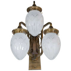 Luminescent Art Deco Style 3-Globe Sconce