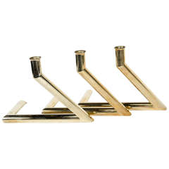 Ultra Chic Mid-Century Modernist Set of Three Candlesticks