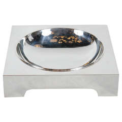 Ultra Chic Modernist Footed Bowl in Silver Plate by Christian Dior