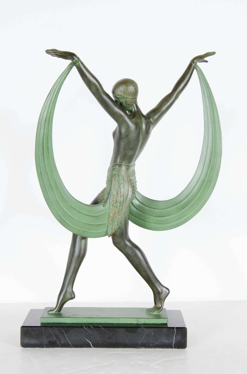Stunning Art Deco Bronze Sculpture of Flapper Dancer by Pierre Le Faguays 2