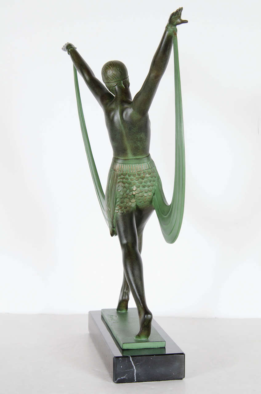 Stunning Art Deco Bronze Sculpture of Flapper Dancer by Pierre Le Faguays 4