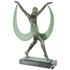 Stunning Art Deco Bronze Sculpture of Flapper Dancer by Pierre Le Faguays