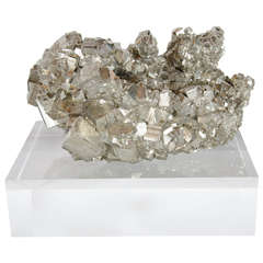 Impressive Pyrite Mineral Specimen on a Thick Lucite Base