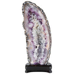 Exquisite Sliced Organic Geode Specimen in Hues of Amethyst and Grey