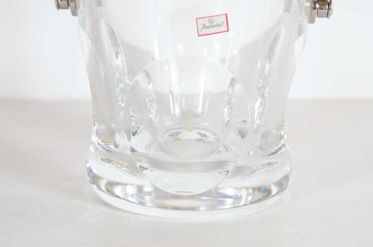 French Ultra Chic Baccarat Crystal Ice Pail with Stylized Circular Geometric Designs