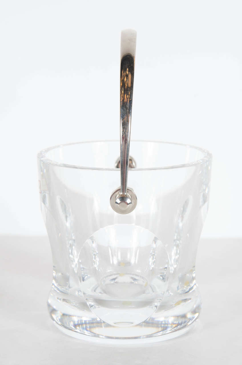20th Century Ultra Chic Baccarat Crystal Ice Pail with Stylized Circular Geometric Designs