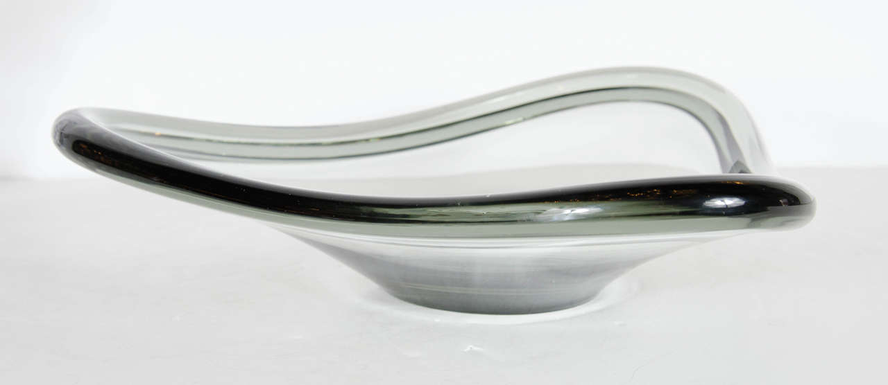 Mid-Century Modernist Smoked Art Glass Bowl by Holmgaard 2