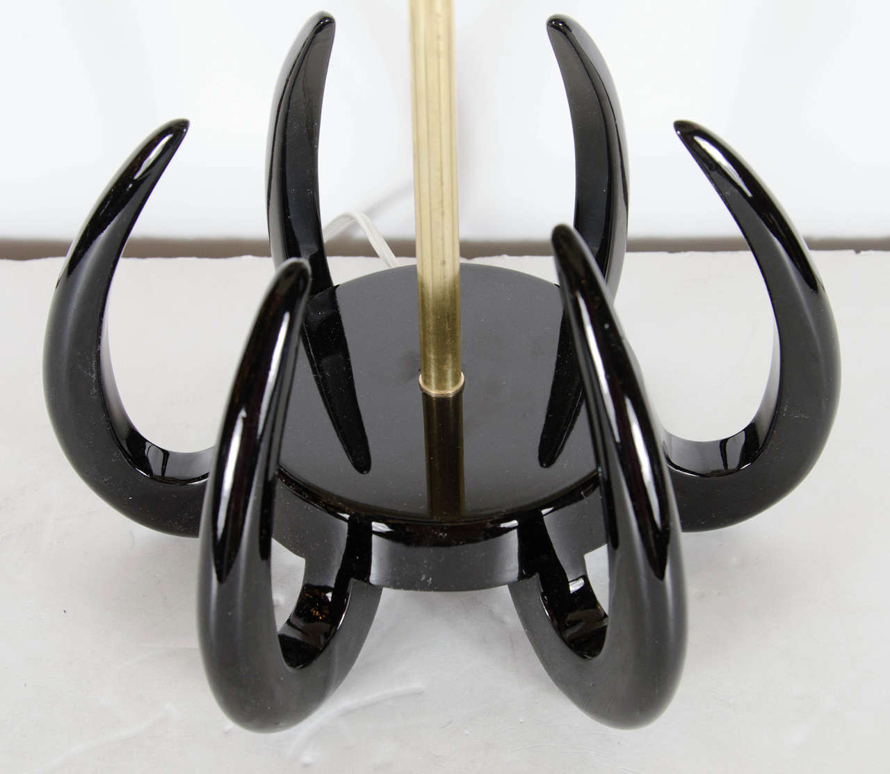 Sophisticated Pair of Sculptural Mid-Century Modern in Ebonized Walnut and Brass 1