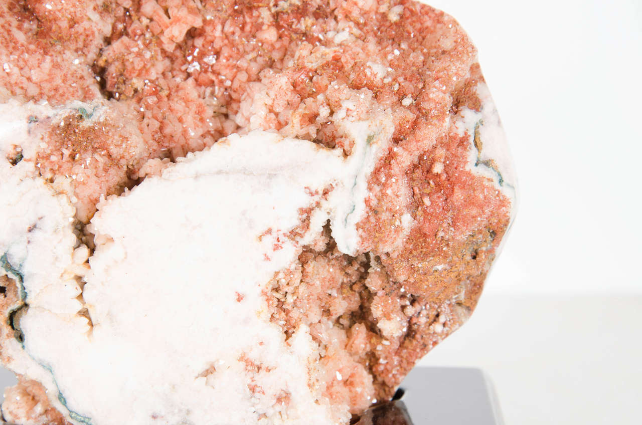 Organic Modern Resplendent Geode Crystal Specimen in Hues of Copper and Oyster Shell